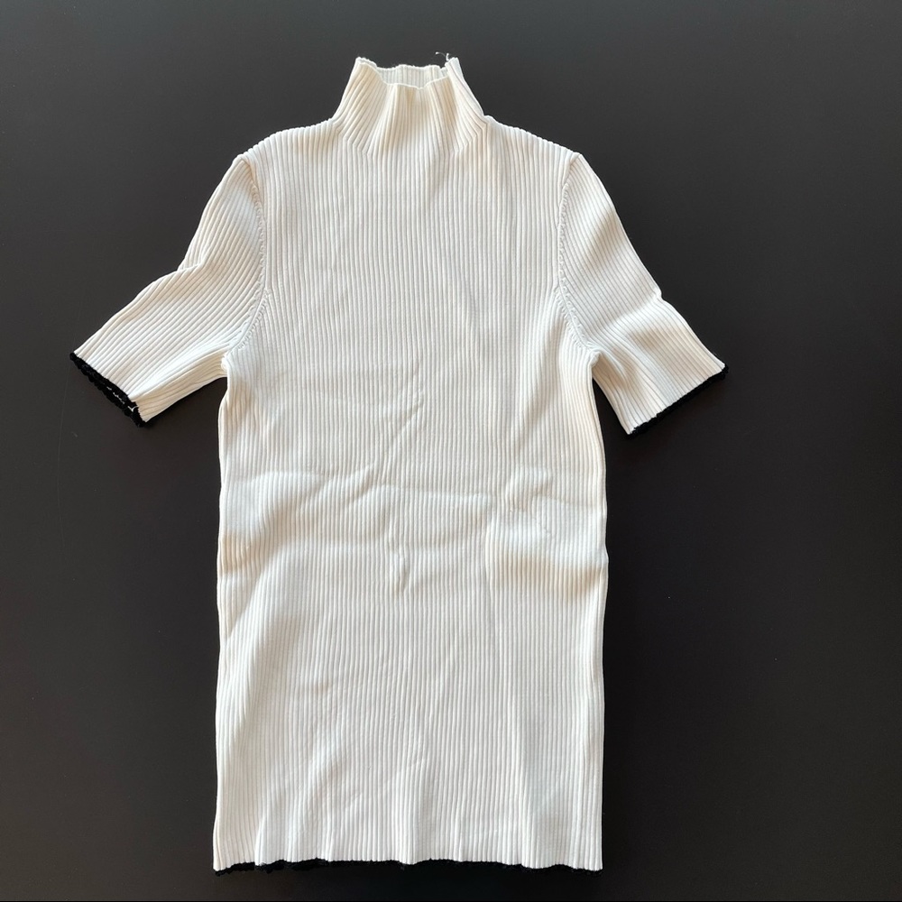 Zara ribbed knit top short sleeve and mock neck